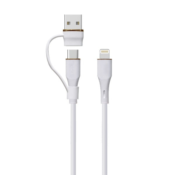 كيبل Celeris PowerDuo من ليزل 2 في 1 بقوة 27 واط USB-C إلي Lightning سيليكون مع USB-A مدمج 1 متر | أبيض كيبل Celeris PowerDuo من ليزل 2 في 1 بقوة 27 واط USB-C إلي Lightning سيليكون مع USB-A مدمج 1 متر | أبيض